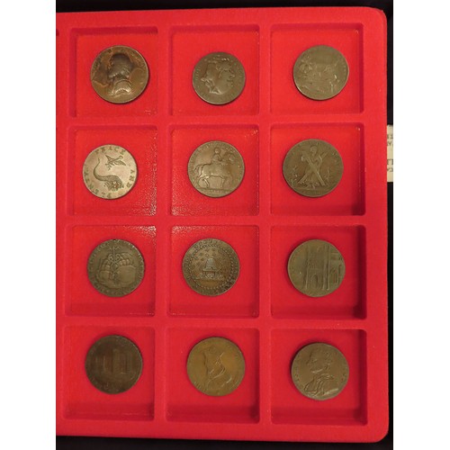 2238 - Tokens, 18thC (62) a collection in a 5-tray aluminium carry case, with keys. Better grades and types... 