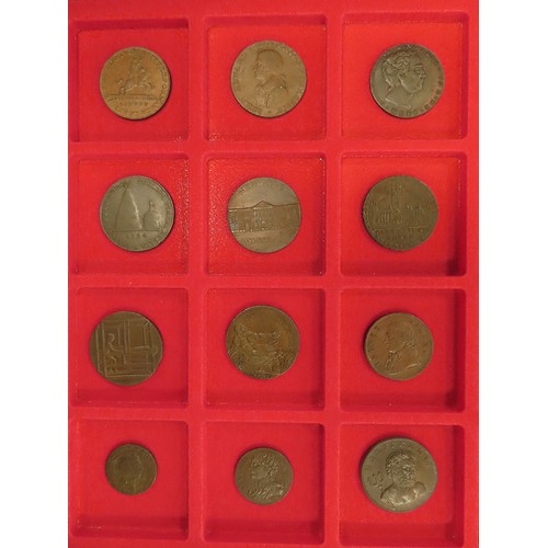 2238 - Tokens, 18thC (62) a collection in a 5-tray aluminium carry case, with keys. Better grades and types... 