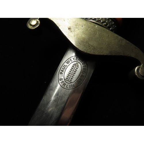 95 - German Wehrmacht Officers dagger. Maker marked to blade, complete with hanging straps