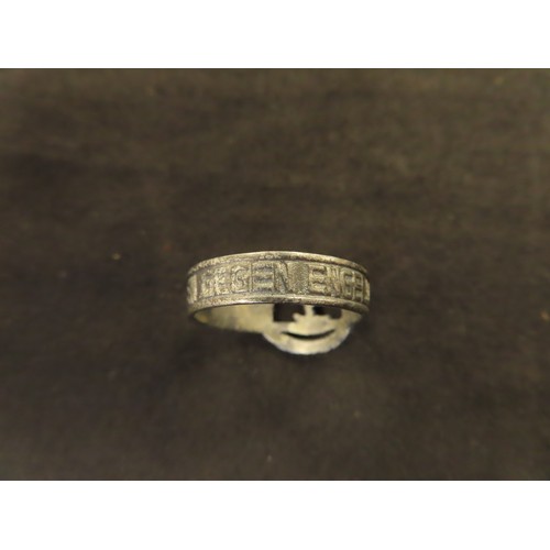 267 - German Kriegsmarine U Boot mans finger ring with Anti England dedication & 800 silver mark