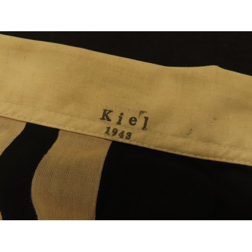 332 - German Nazi Kreigsmarine flag 85 x 150 dated on spine Kiel 1945.