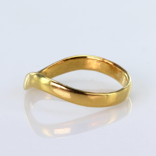 119 - Tests as approx. 22ct yellow gold shaped wedding band, finger size Q, weight 3.1g