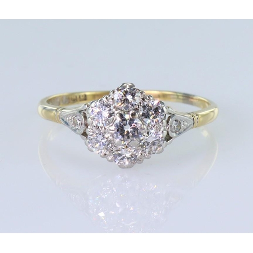 153 - 18ct gold diamond cluster ring. Approx 0.85ct in total. Hallmarked Birmingham 1963. size S, weight 2... 