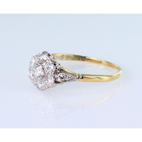 153 - 18ct gold diamond cluster ring. Approx 0.85ct in total. Hallmarked Birmingham 1963. size S, weight 2... 