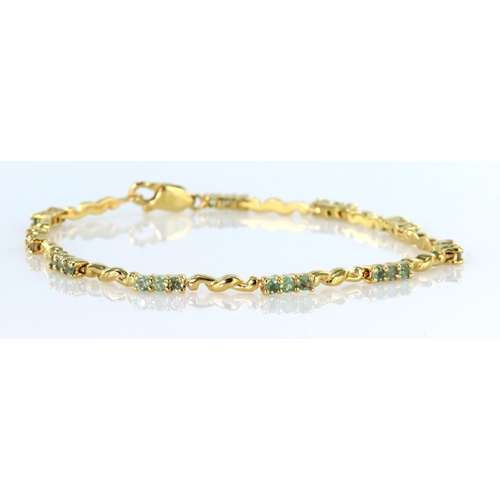 186 - Stamped 10ct yellow gold bracelet set with alternate gold links and links set with three 2mm round p... 