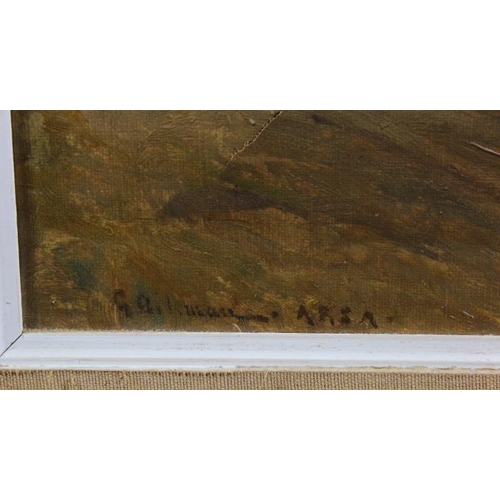 669 - Aikman, George W. A.R.S.A (1831-1906). Oil on canvas. Title verso, Ravenglass Cumberland - depicting... 