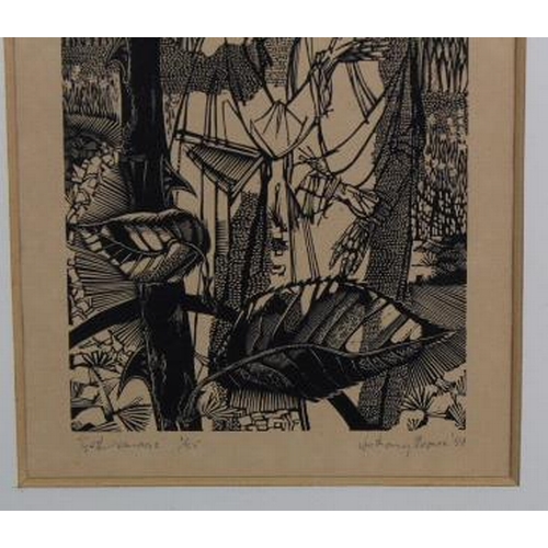 681 - Brown, Anthony. Limited edition (no.1/25) Woodcut in black ink, titled 