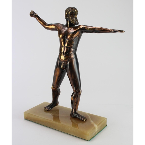 867 - Bronze statue of a Greek God on a marble base, height 25cm