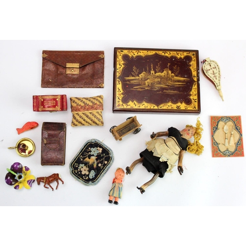 870 - Collectables. A collection of approximately fifteen various items, including a Victorian red leather... 