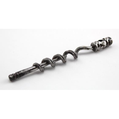 881 - Georgian steel pocket corkscrew, length 8.8cm.