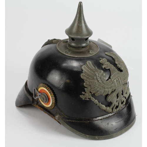 1075 - Imperial German 1915 Model Enlisted Mans Pickelhaube Spiked Helmet. The chin strap is missing. Lots ... 