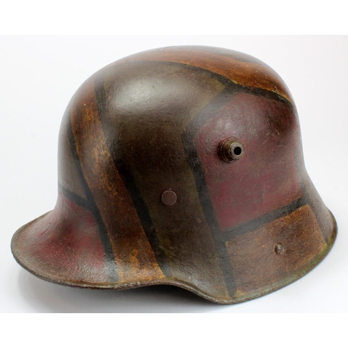 1078 - Imperial German Camo Stalhelm helmet M16, ET64 maker / size stamped, complete with liner