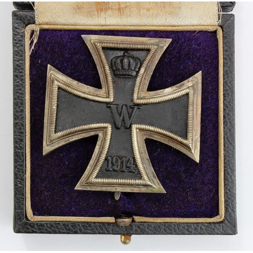 1090 - Imperial German WW1 Iron Cross 1st class, 3x piece made, Iron magnetic core, in fitted case