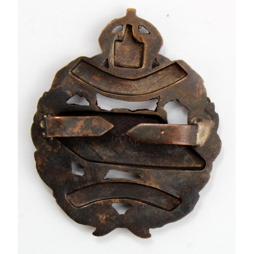 1186 - Badge Tank Corps WW1 Officers bronze cap badge