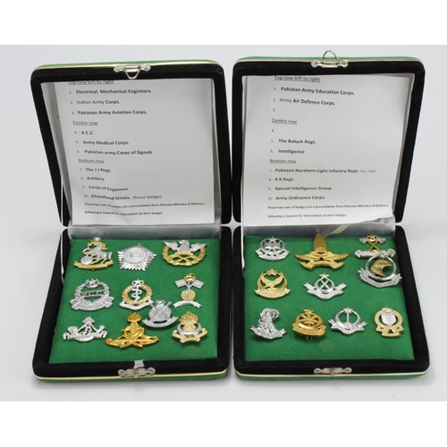 1188 - Badges - Boxed Presentation Sets x2 of Pakistani Cap Army Cap Badges.