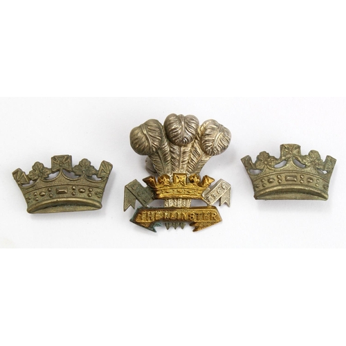 1189 - Badges - The Leinster, cap badge (one lug missing) and pair of collars.  (3)