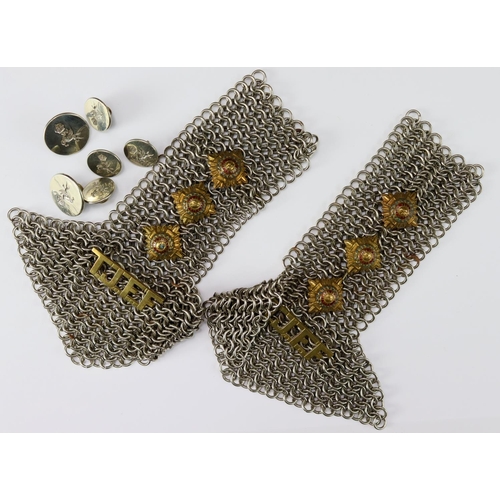 1191 - Badges & Buttons: Trans Jordan Frontier Force Pre-WW2 Items. 1x Pair of Captain's Chain Mail Epaulet... 