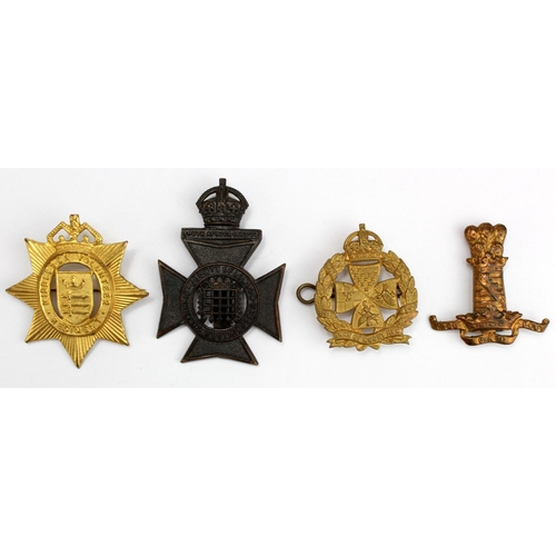 1192 - Badges (4) all military and original comprising Victorian Middlesex Vol. Reg. (brooched), 11th (Prin... 