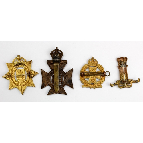 1192 - Badges (4) all military and original comprising Victorian Middlesex Vol. Reg. (brooched), 11th (Prin... 