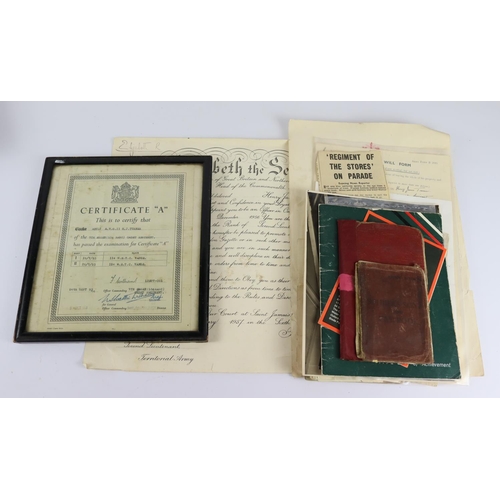 1767 - WW2 and post war group of documents to 2/Lieut H J Turner Rifle Brigade.