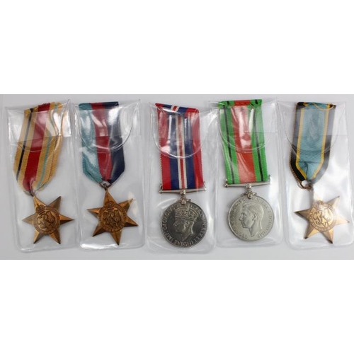 1796 - WW2 Stars - all ORIGINALS - 1939-45 Star, Air Crew Europe Star, Africa Star, Defence & War Medals.  ... 