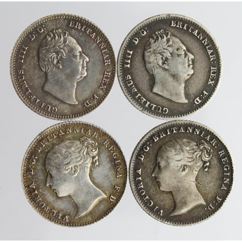 1933 - Groats (4): 1836 GF, 1836 nEF, 1838 nVF, and 1838 EF small scratch.