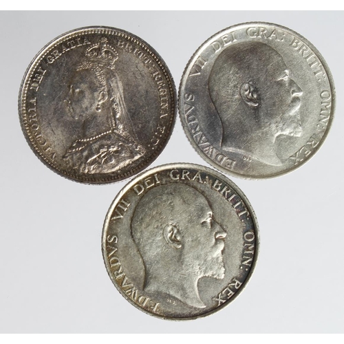 1974 - Shillings (3): 1887 Jubilee GEF, 1902 GVF, and 1908 GVF