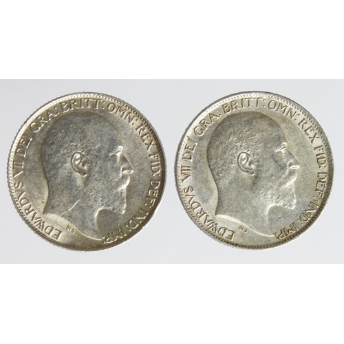 1980 - Sixpences (2) Edward VII: 1902 aEF, and 1909 nEF