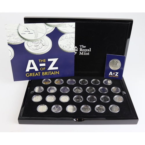 1984 - The A to Z of Great Britain 10 Pence complete set of 26 coins in a Royal Mint case with Change Check... 