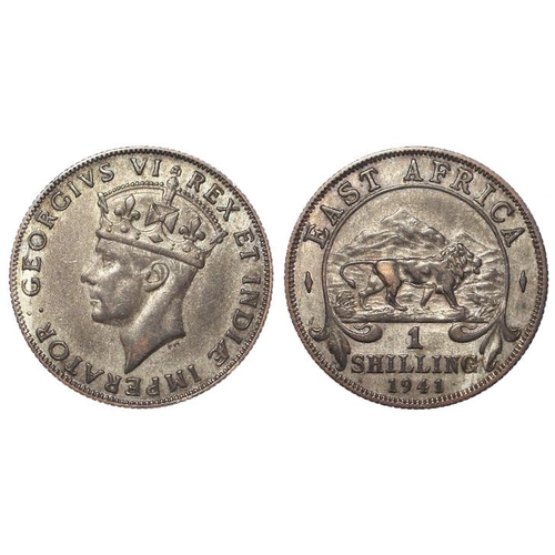 2004 - British East Africa 1 Shilling 1941 I, the rare variety of KM#28.2 with thicker rim, leaves near the... 