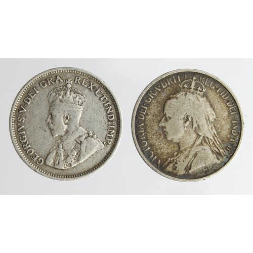 2008 - Cyprus (2) silver 4&1/2 Piastres 1901 Fine, and 1921 GF