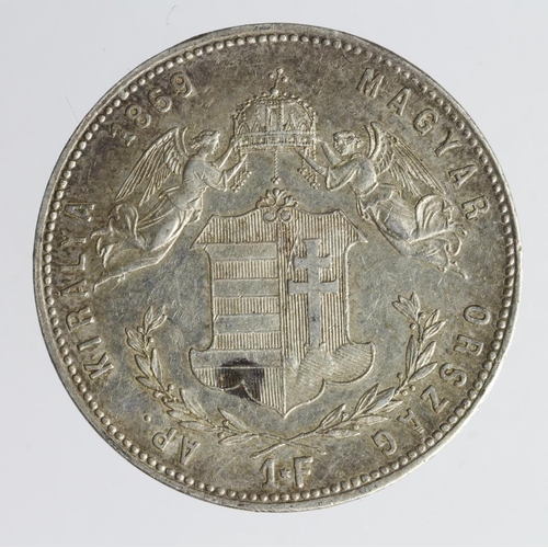 2022 - Hungary silver 1 Forint 1869 GYF, EF, tone spot rev.