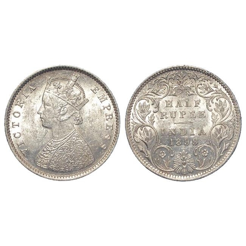 2025 - India Half Rupee 1899 Bombay GEF, tiny edge nick.