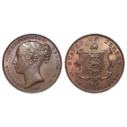 2040 - Jersey 1/52 of a Shilling (QV copper Farthing) 1841/0 overdate, AU with some lustre, rare in this gr... 