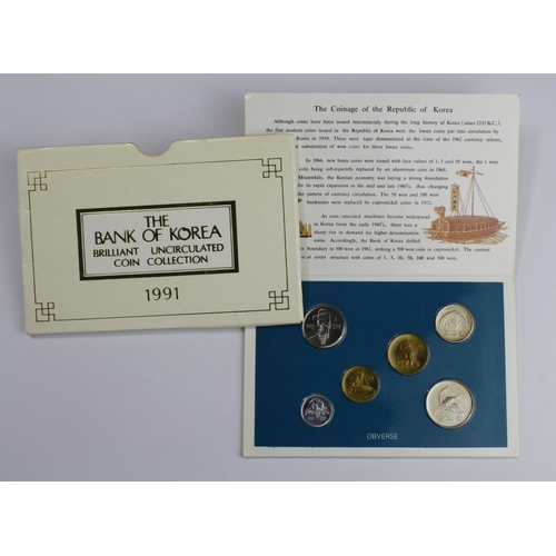 2060 - South Korea: The Bank of Korea Brilliant Uncirculated Coin Collection 1991, BU in presentation pack ... 