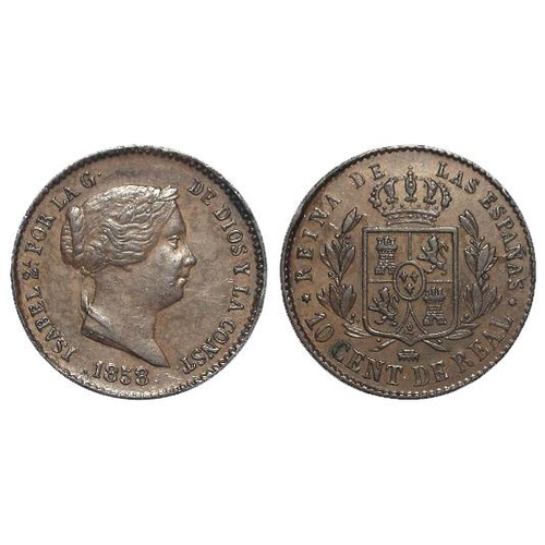 2061 - Spain 10 Cent de Real 1858 brown EF