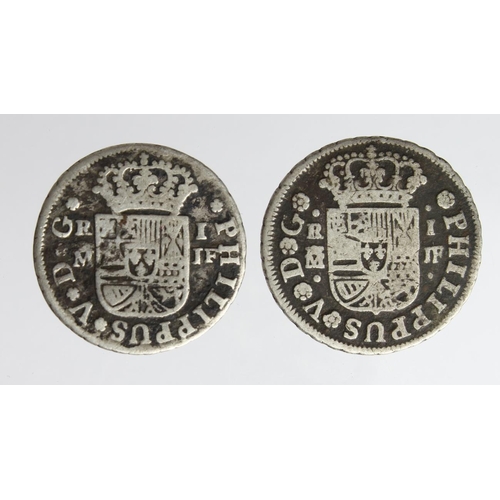 2063 - Spain silver 1 Real x2: 1732 M Fine, and 1738 M GF