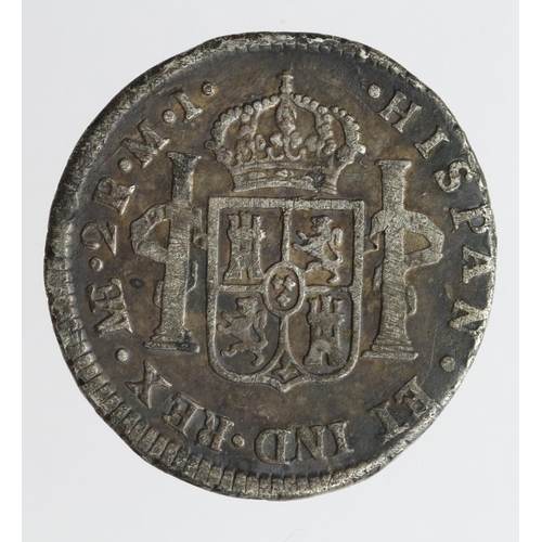 2066 - Spanish Peru silver 2 Reales 1782 LIMAE MI, toned nVF, scratches.