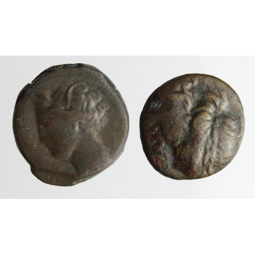 2096 - Ancient Greek (2): Thessalian League 196-146 BC AE20: Hd. of Apollo r. / Athena adv. r., S.2237; alo... 