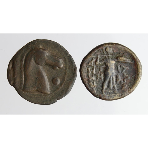 2096 - Ancient Greek (2): Thessalian League 196-146 BC AE20: Hd. of Apollo r. / Athena adv. r., S.2237; alo... 