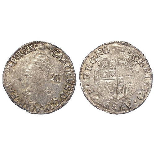 2118 - Charles I Shilling mm. Tun, S.2791, 5.86g, aVF, weak in centres.