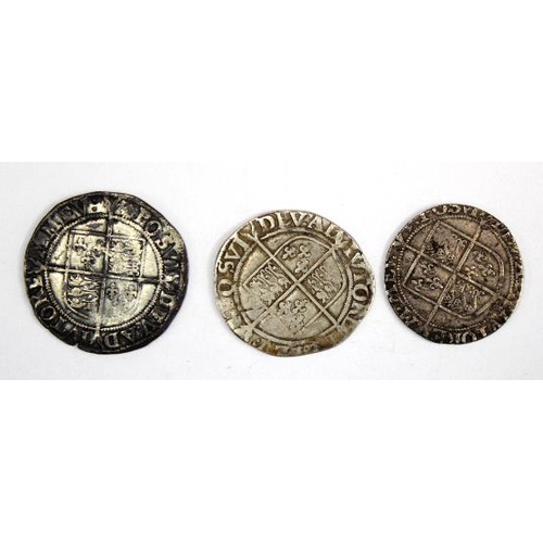 2127 - Elizabeth I Shillings (3): Sixth Issue, mm. Escallop S.2577 Fine, scuff; similar mm. Crescent, clipp... 