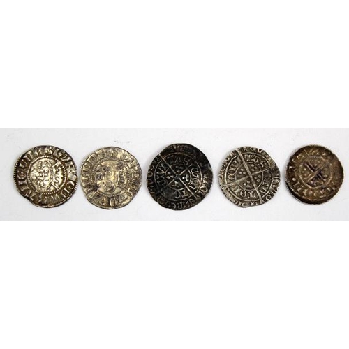 2132 - English Hammered Silver (5): John Short Cross Penny class 5b, Willelm on London 1.52g S.1351 GF; Edw... 