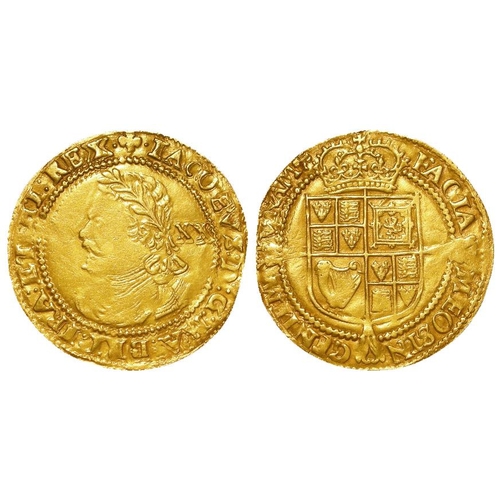2141 - James I gold Laurel, fourth head, mm. Trefoil, S.2638B, 8.65g, ex-mount nVF