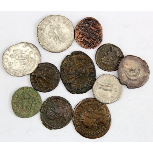 2153 - Roman Coins (11) assortment of silver, billon and bronze, mixed grade.