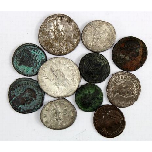 2154 - Roman Coins (11) assortment of silver, billon and bronze, mixed grade.