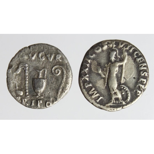 2157 - Roman Imperial (2) silver Denarii: Domitian, Minerva standing l. holding thunderbolt rev., 3.1g, Fin... 