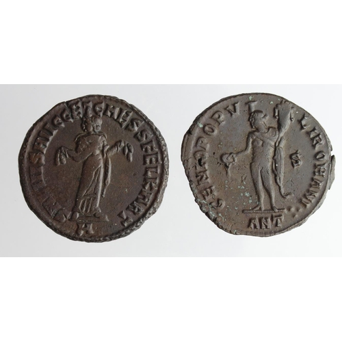 2159 - Roman Imperial (2): Diocletian Follis, Carthage Mint 298-303 AD, along with Maximinus II Caesar Foll... 