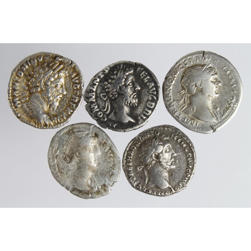 2160 - Roman Imperial (5) silver Denarii: Commodus, Aequitas rev., 3.19g, VF ex-mount; Commodus, Nobilitas ... 