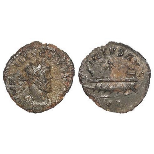 2162 - Roman Imperial: Allectus billon Quinarius, London Mint 294-6 AD. Rev: VIRTVS AVG, QL in exergue, gal... 